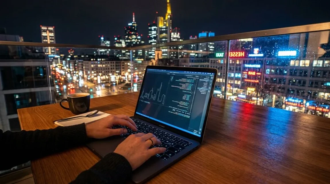 Immobilienverkauf Haende Tippen Notebook Kaffee Daneben Tisch Frankfurt - Spekulationsfrist Ratgeber