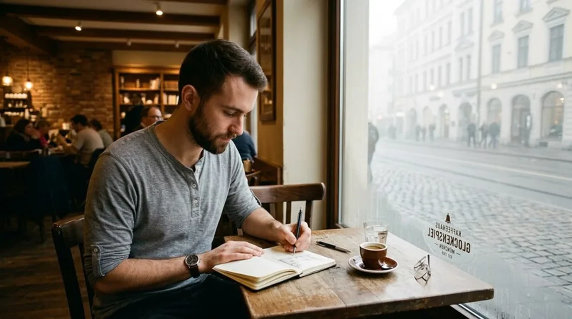 Steuer Laptop Frau Kaffee Cafe Tisch Konzentriert Berlin