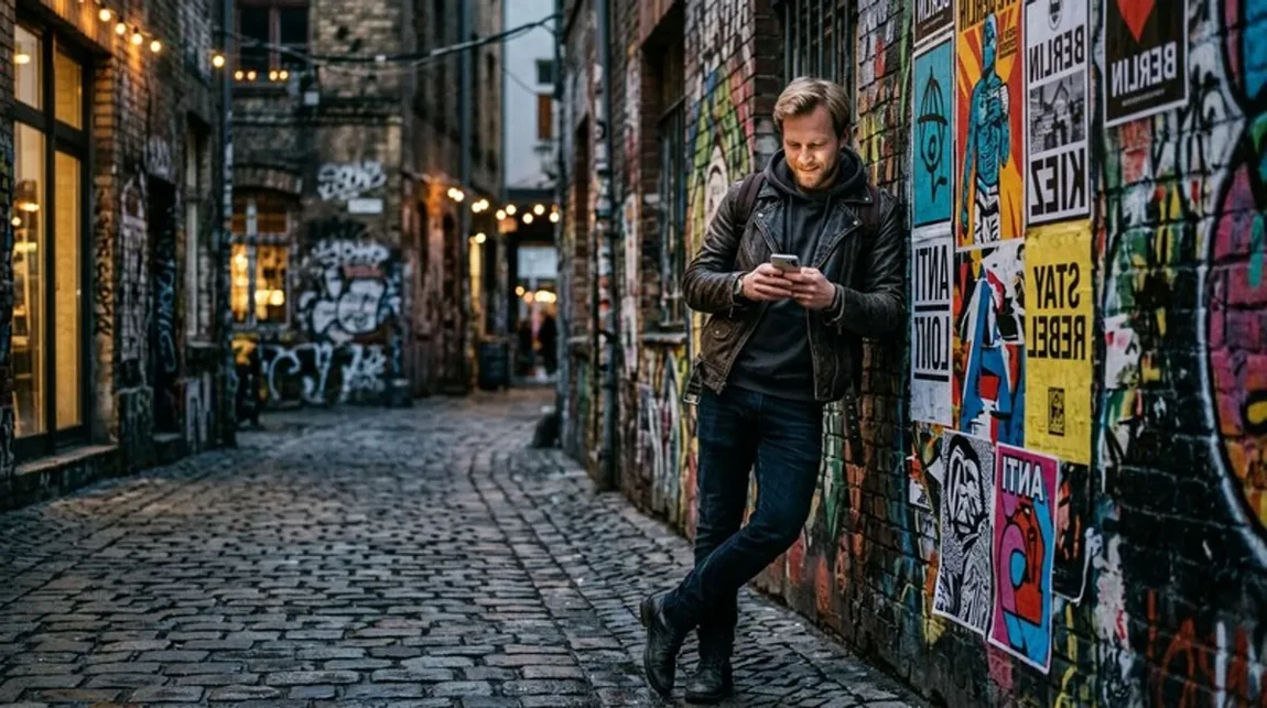 Frist Homeoffice Mann Handy Kurze Pause Lacht Koeln
