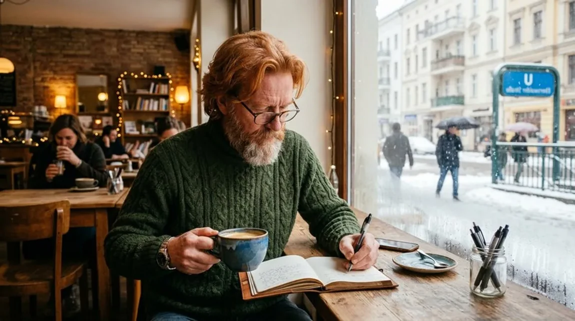 Spekulationsfrist Handy Mann Und Kaffeetasse Cafe Schreibtisch Berlin - Spekulationsfrist Ratgeber