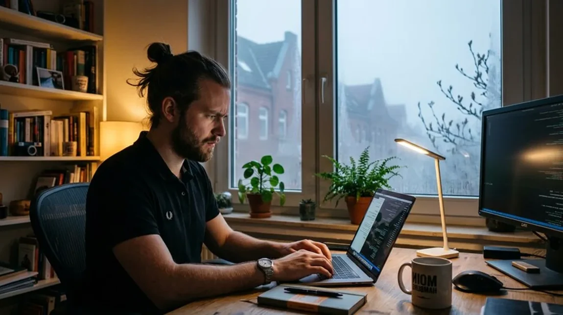 Spekulationsfrist Team Mann Call Laptop Tisch Home Office Hamburg - Spekulationsfrist Ratgeber