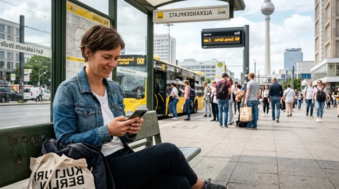 Spekulationssteuer Haltestelle Frau Handy Liest App Sonnig Berlin - Spekulationsfrist Ratgeber