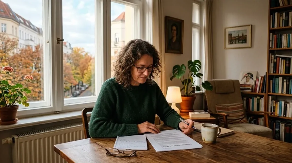 Steuer Liest Frau Dokument Unterlagen Tisch Konzentriert Berlin - Spekulationsfrist Ratgeber