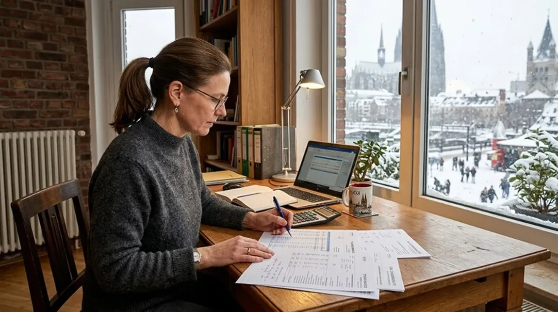 Steuer Tisch Mann Frau Finanzberatung Unterlagen Koeln - Spekulationsfrist Ratgeber
